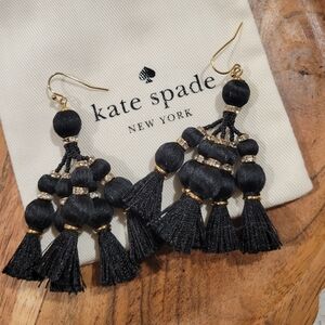 Kate Spade Black and Gold Tassel Earrings